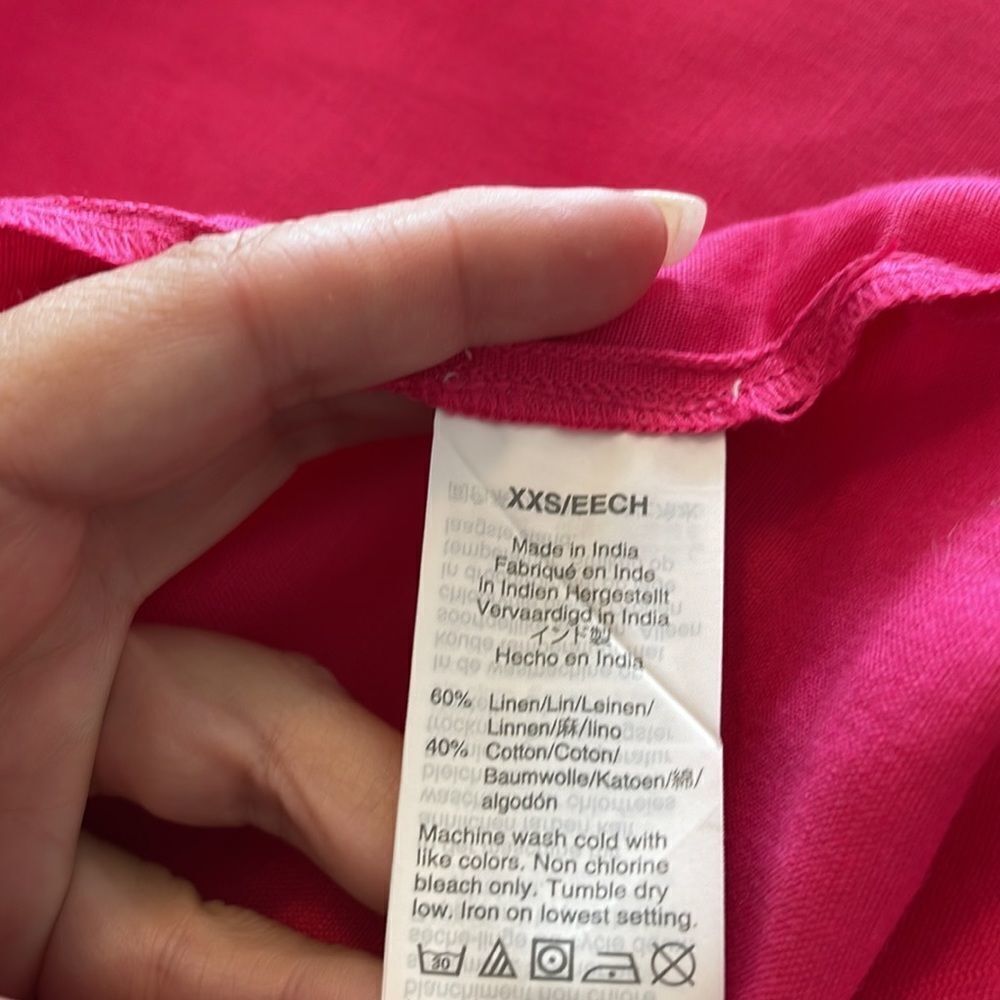 J.Crew Pink Linen Blend Short Sleeve Popover Blouse Shirt Top XXS - Picture 3 of 3